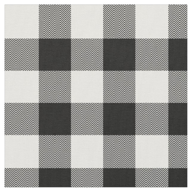 Tissu Buffle blanc et noir Chevron Plaid (Fermer)