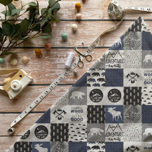 Tissu Buffle Bleu à Carreaux Camping