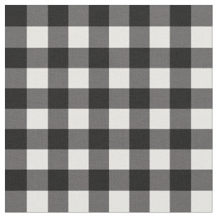 Tissu Buffle noir et blanc À damiers Plaid Rustique