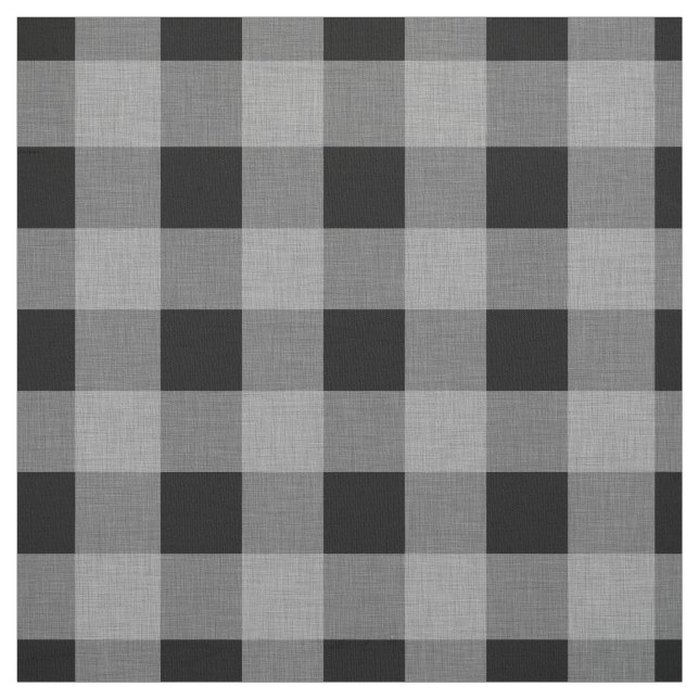 Tissu Buffle noir gris plaqué | Big Checks | Personnalis (Échantillon)