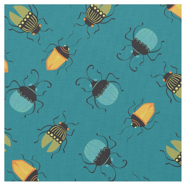 Tissu Bugs Beetles Mid Century Mod Cute (Fermer)