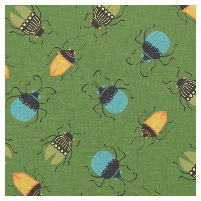 Tissu Bugs Beetles Mid Century Mod Cute (Fermer)