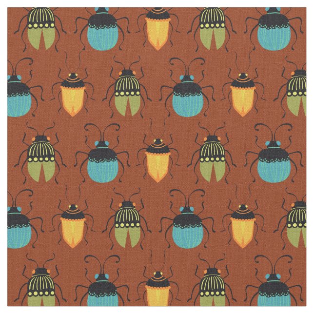Tissu Bugs Beetles Mid Century Mod Cute (Fermer)