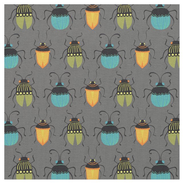 Tissu Bugs Beetles Milieu du Siècle Mod Mignon (Fermer)