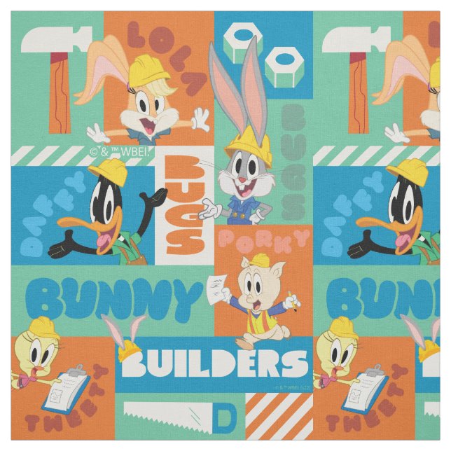 Tissu BUGS BUNNY BUILDERS™| Motif de grille de caractère (Échantillon)