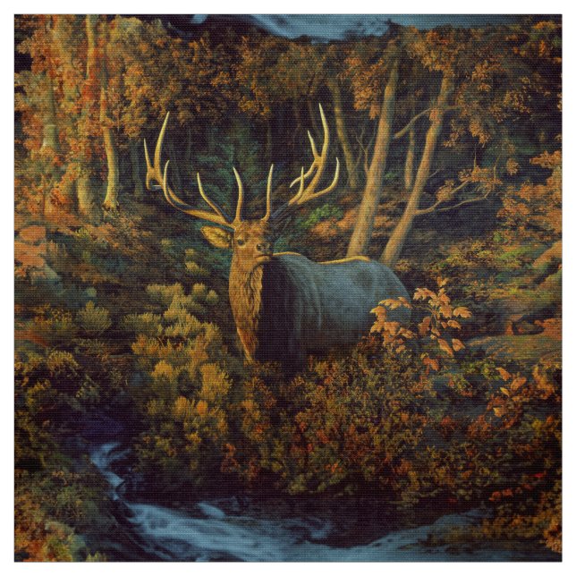 Tissu Bull Elk dans la forêt d'automne (Échantillon)