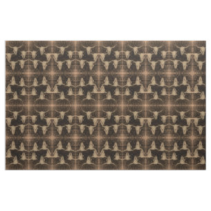 Tissu Bull Skull Western Country Brown Sepia Russe Art