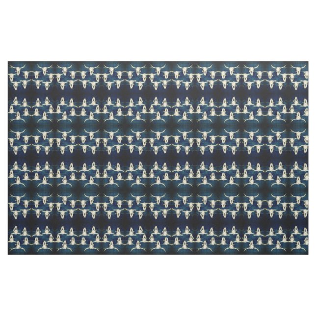 Tissu Bull Skull Western Pays Russe Indigo Blue (Fat Quarter)