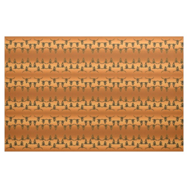 Tissu Bull Skuls Rustic Gold Brown Western Motif (Fat Quarter)