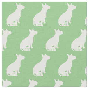 Tissu Bull Terrier Chien Silhouette Animal Sage Green