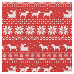Tissu Bull Terrier Chiens de Noël Holiday Sleigh Ride