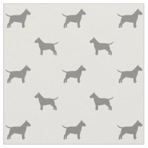 Tissu Bull Terrier Silhouettes Motif gris et blanc