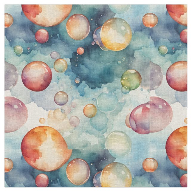 Tissu Bulles colorées Aquarelle Art (Fermer)