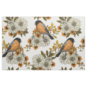 Tissu Bullfinch on autumn floral 2
