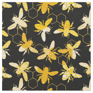 Tissu Bumble Bee Honey Motif