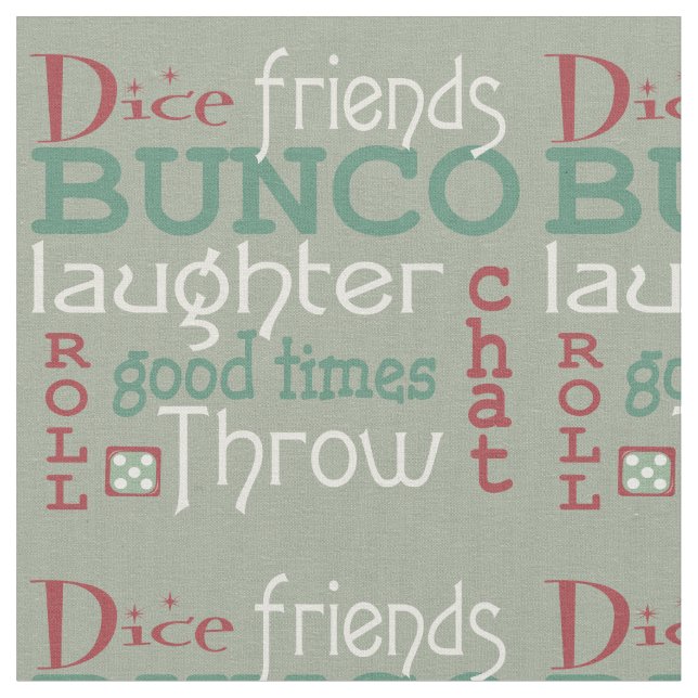 Tissu Bunco Dice Amis Rouge, Vert, Blanc (Fermer)