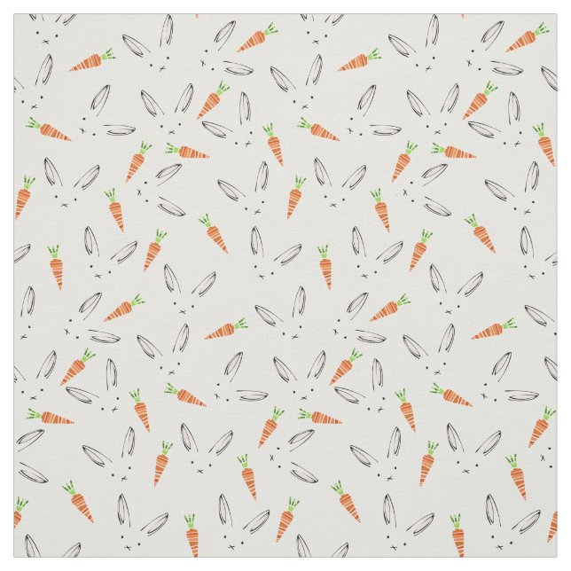 Tissu Bunnies et carottes (Échantillon)