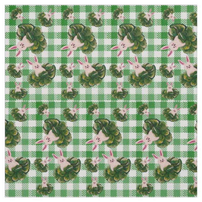 Tissu Bunnies Green Check (Échantillon)