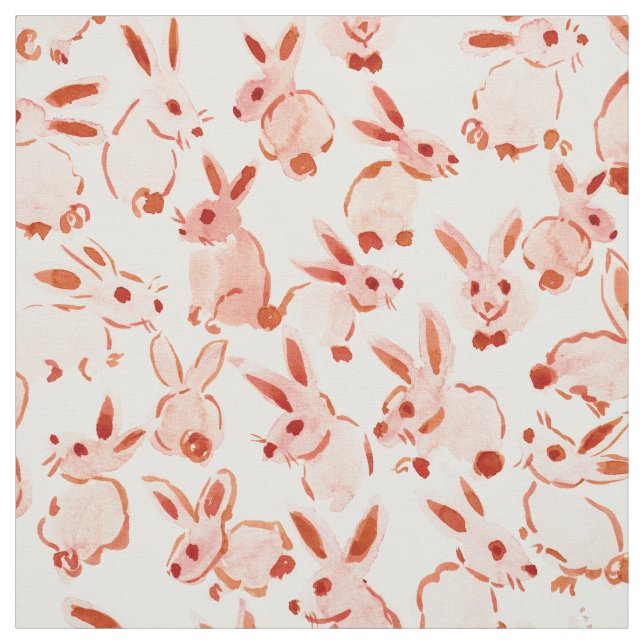 Tissu BUNNY BOMB Soft Peach Aquarelle Rabbits (Échantillon)