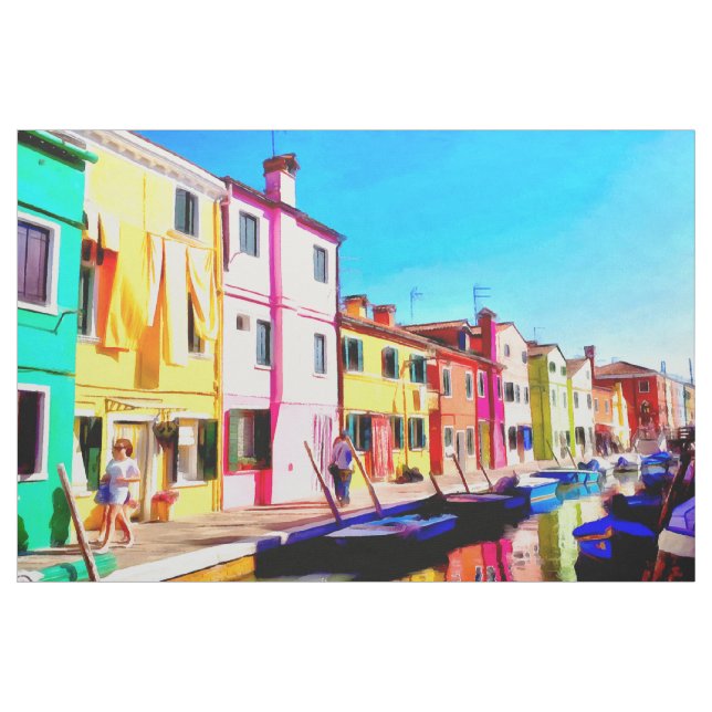 Tissu Burano, peinture d'aquarelle de Venise (Yard)