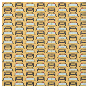Tissu Bus scolaires jaunes sur Motif orange