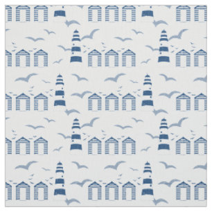 Tissu Cabines et phares nautiques Bleu Blanc