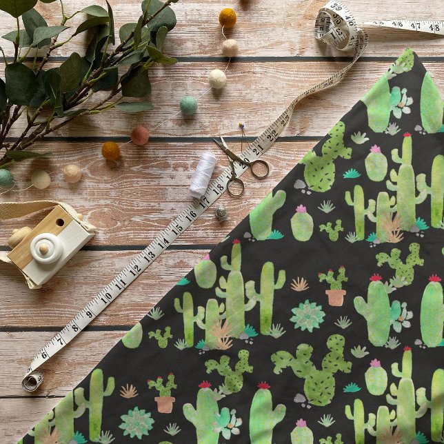 Tissu Cactus Aquarelle (Créateur téléchargé)