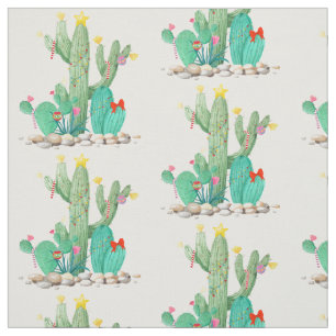 Tissu Cactus de Noël Aquarelle du désert du sud-ouest