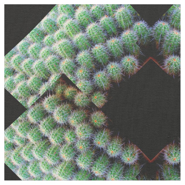 Tissu cactus en baril vert diamant noir motif (Fermer)