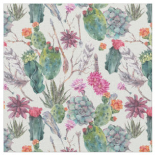 Tissu Cactus exotique d'aquarelle de Boho et motif