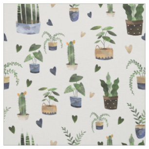 Tissu Cactus Plantes Succulentes & Pot Boho Motif