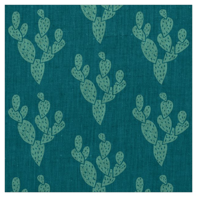 Tissu : Cactus Turquoises Linge naturel (Échantillon)