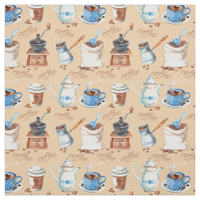 Tissu Café aquarelle (Échantillon)