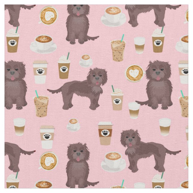 Tissu Cafés roses de chien chocolatés (Fermer)
