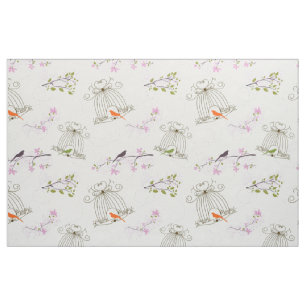 Tissu Cage d'oiseaux floraux Fabric 2