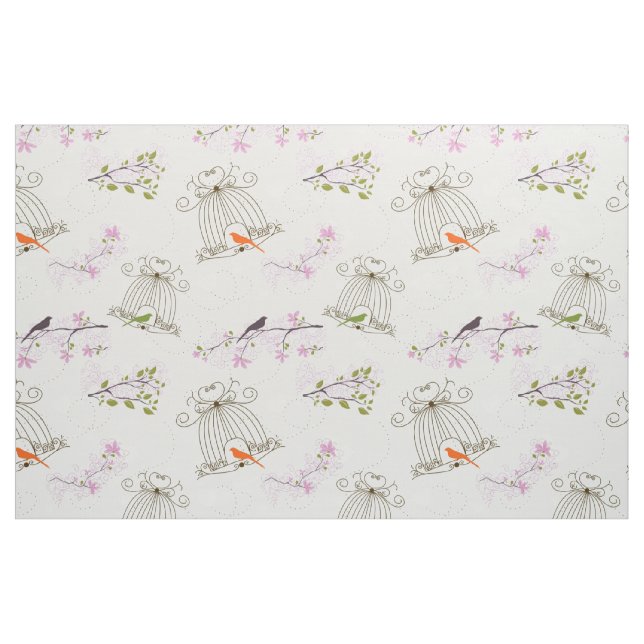 Tissu Cage d'oiseaux floraux Fabric 2 (Fat Quarter)