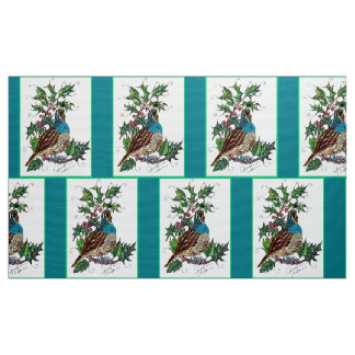 Tissu Caille bleue de Noël
