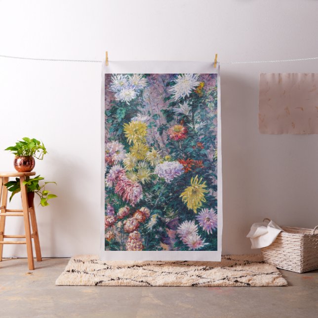 Tissu Caillebotte - Chrysanthèmes blanc et jaune (In Situ)