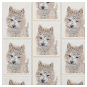 Tissu Cairn Terrier Peinture Chiot - Art Chien original