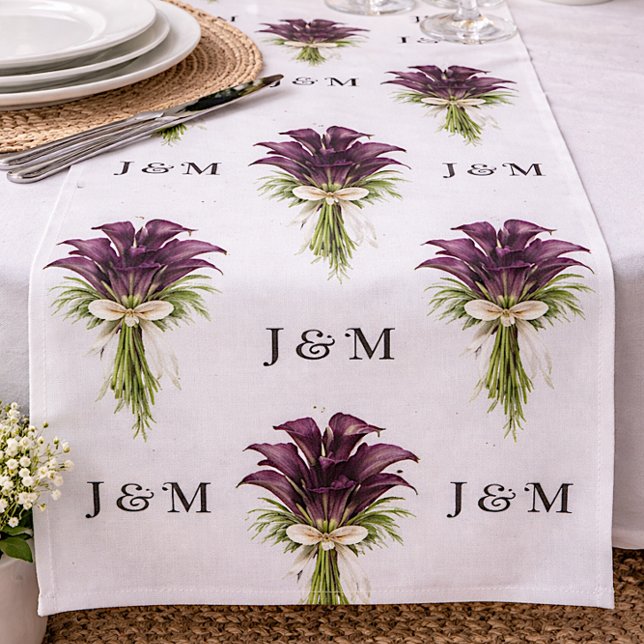 Tissu Calla Lilies Floral Wedding Fabric with Monogram (Créateur téléchargé)