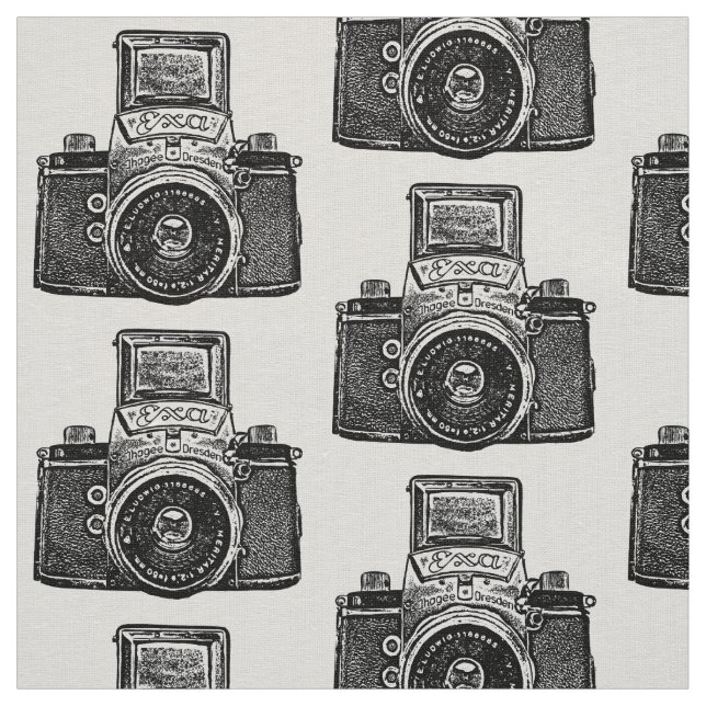 Tissu Caméra reflex vintage - Noir (Échantillon)