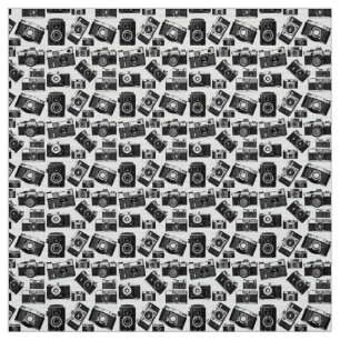 TISSU CAMÉRAS DE PHOTOGRAPHIE NOIR ET BLANC RETRO MOTIF