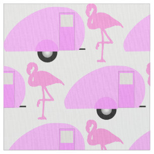 Tissu Camionnette Rétro en Forme de Larme Flamant Rose