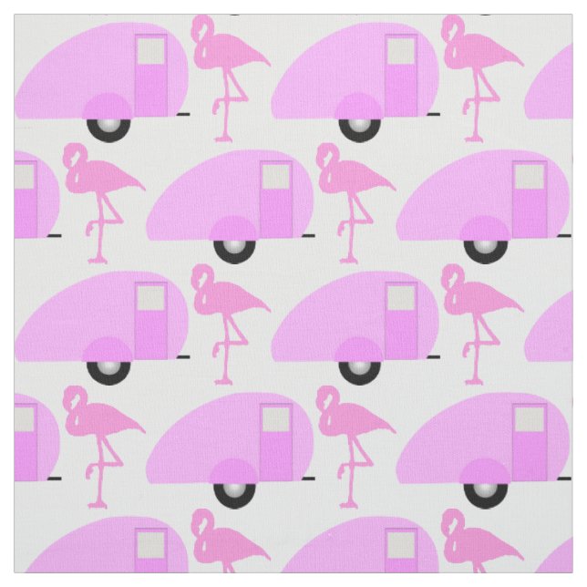 Tissu Camionnette Rétro en Forme de Larme Flamant Rose (Échantillon)