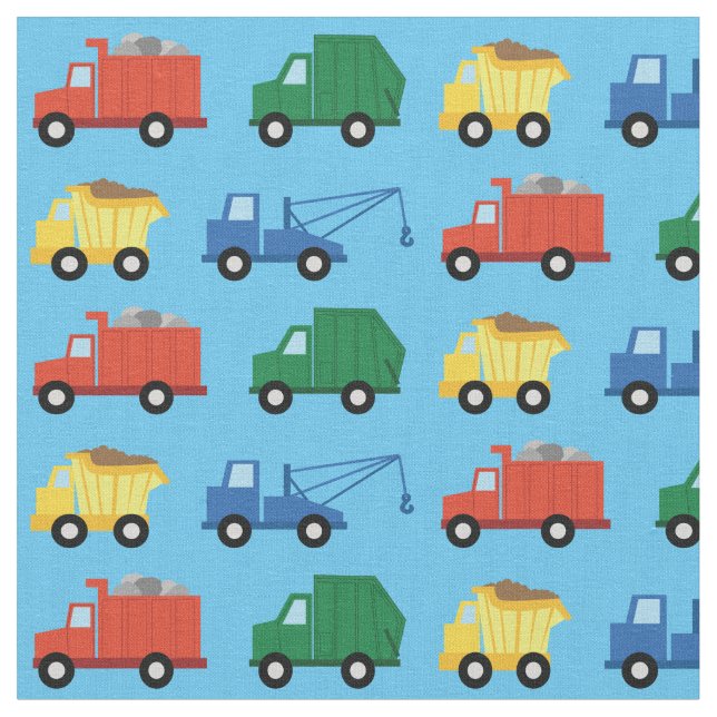 Tissu Camions Cute Construction Enfants Dépouille (Fermer)