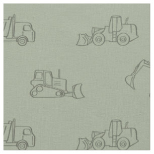 Tissu Camions de chantier Builder Boy Camion Vert Sauge