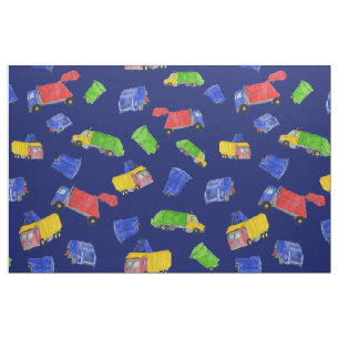 Tissu Camions Poubelles Trash Bash Motif Bleu