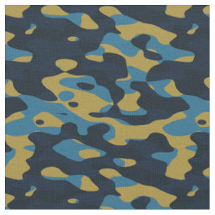 Tissu camo abstrait jaune et bleu