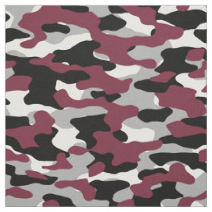 Tissu Camo bordeaux, noir, blanc et gris