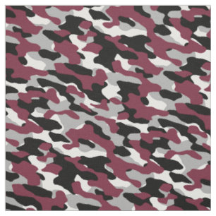 Tissu Camo bordeaux, noir, blanc et gris